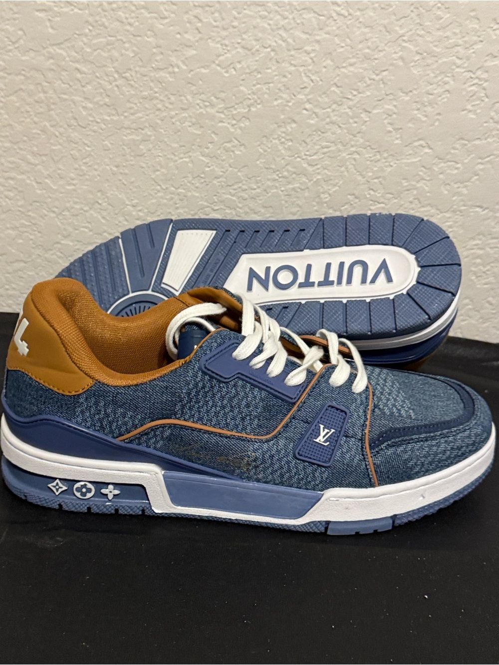 Louis Vuitton Blue Denim & Tan Low-Top Sneaker
